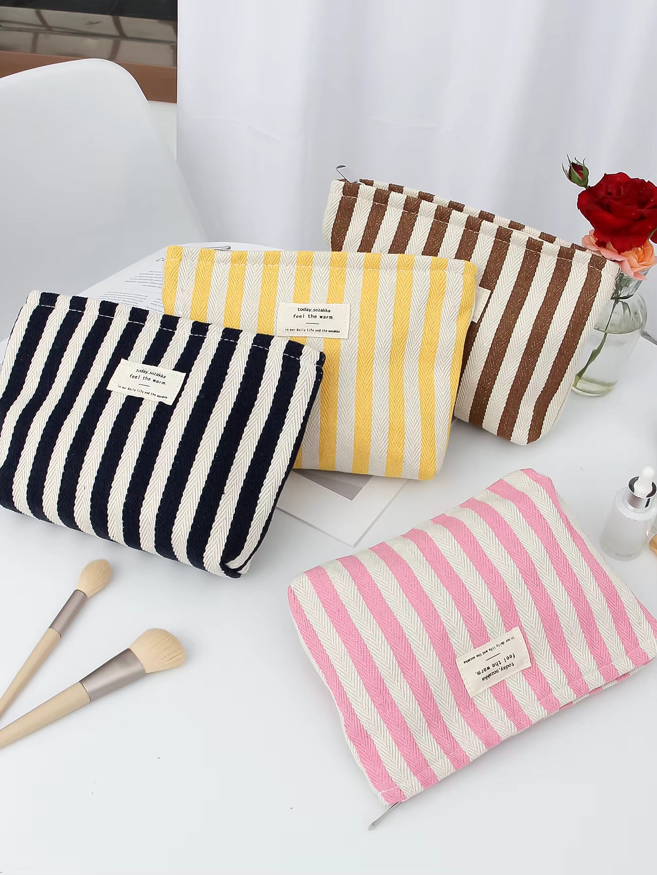 Striped Makeup Bag