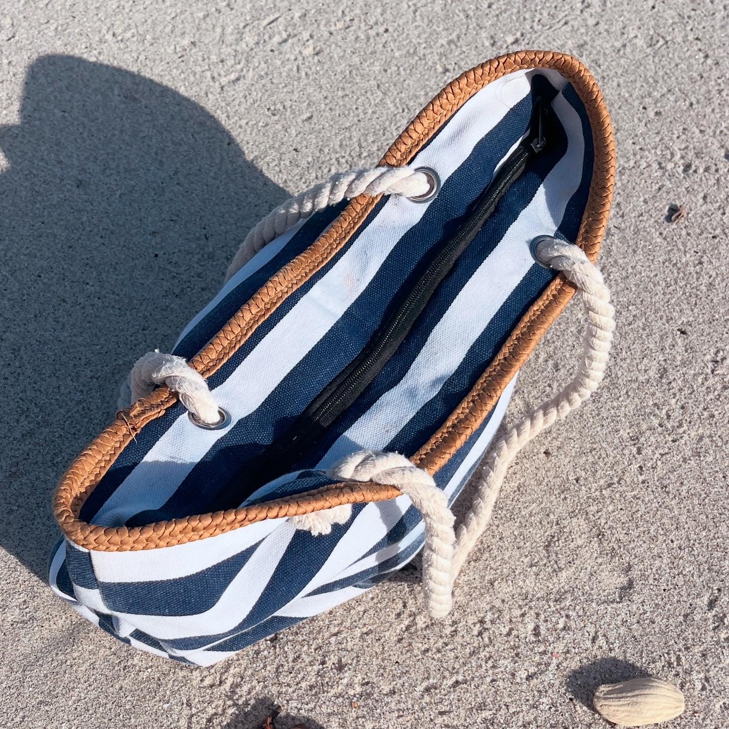 Striped Canvas Beach Bag