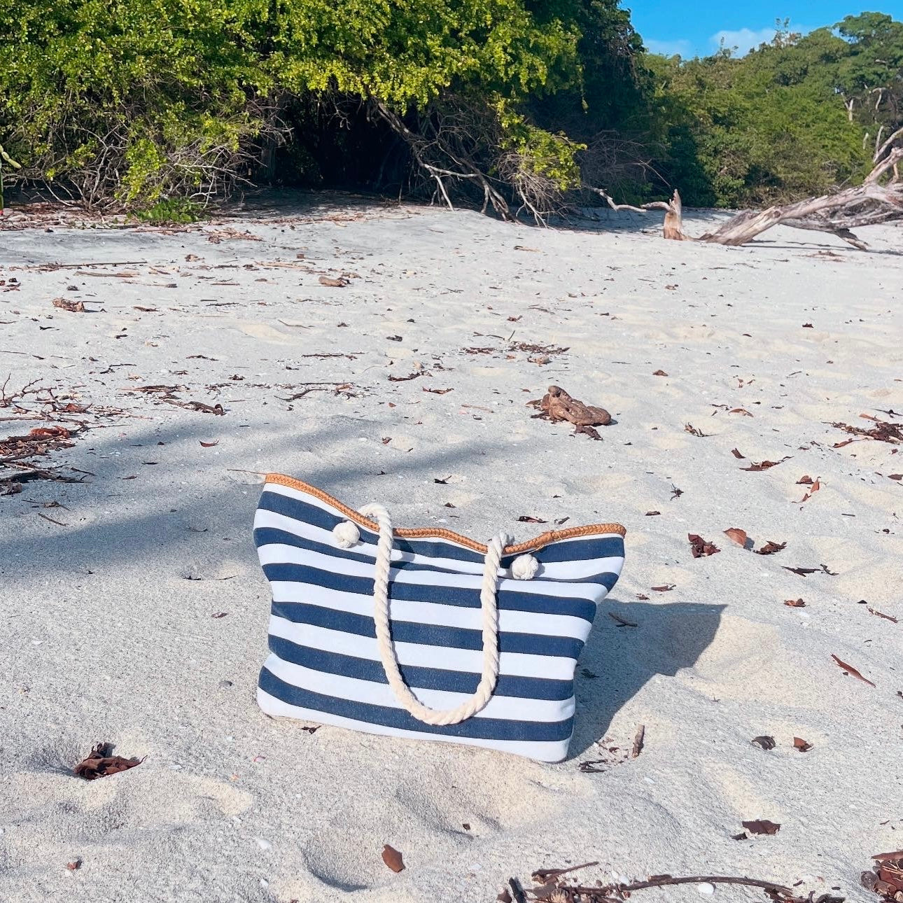 Striped Canvas Beach Bag