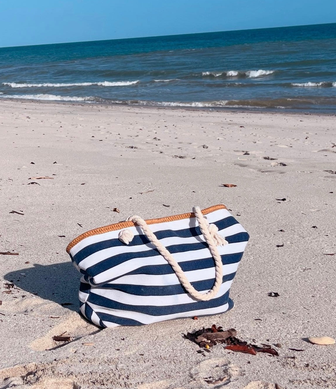 Striped Canvas Beach Bag