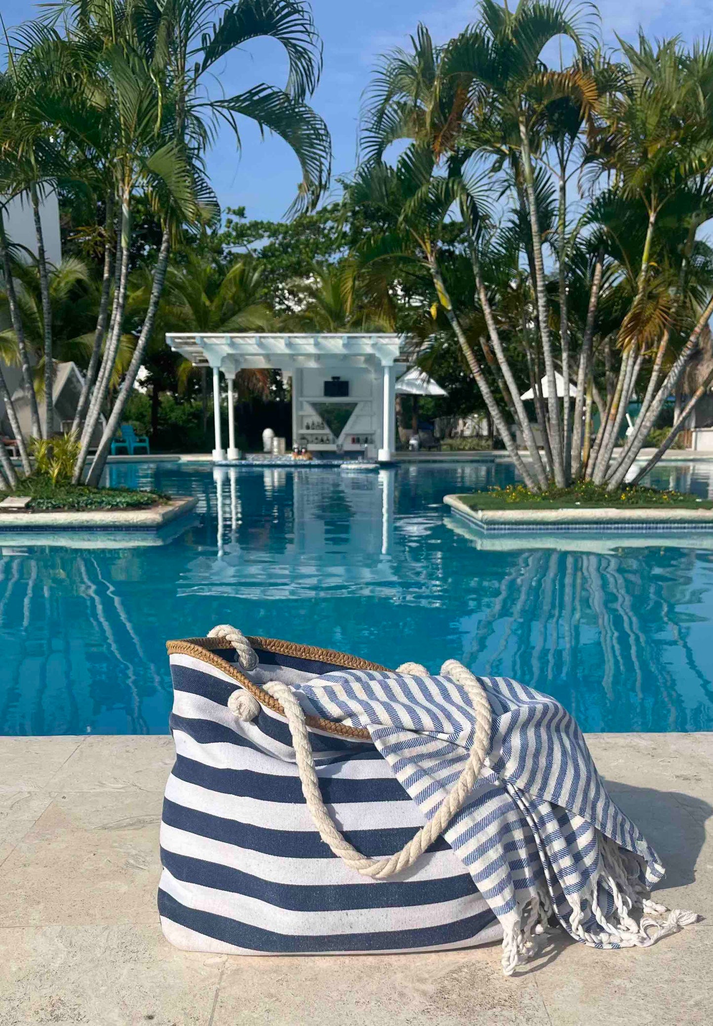 Striped Canvas Beach Bag