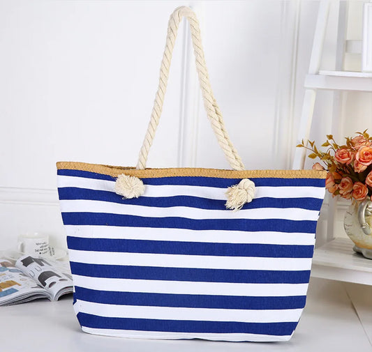 Striped Canvas Beach Bag