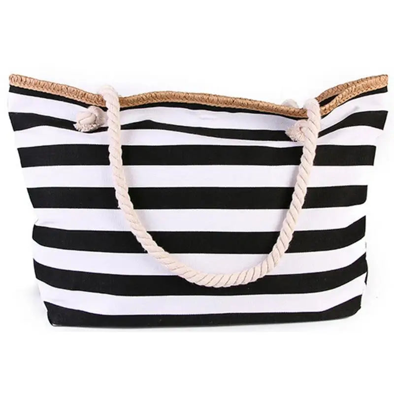 Striped Canvas Beach Bag