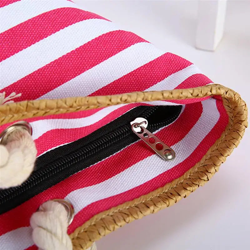 Striped Canvas Beach Bag