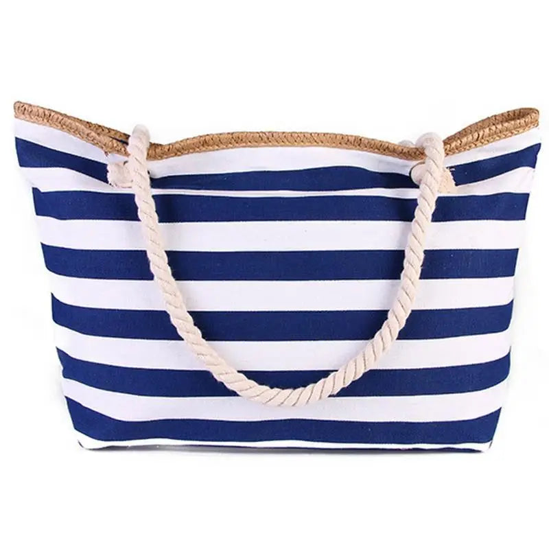 Striped Canvas Beach Bag