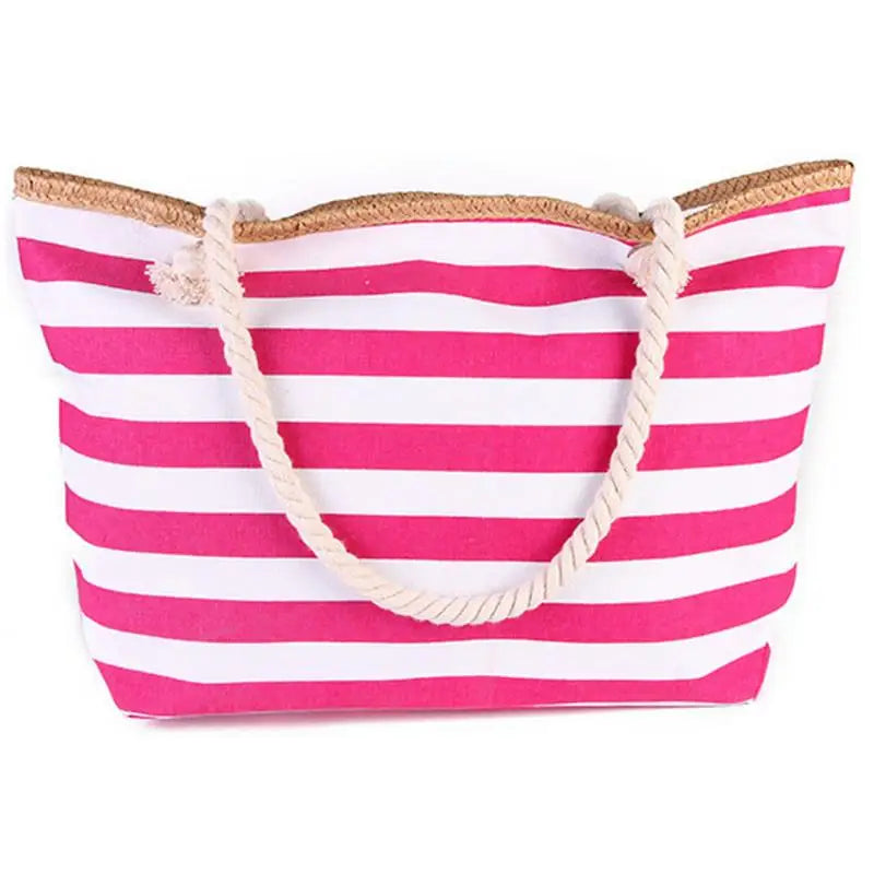 Striped Canvas Beach Bag