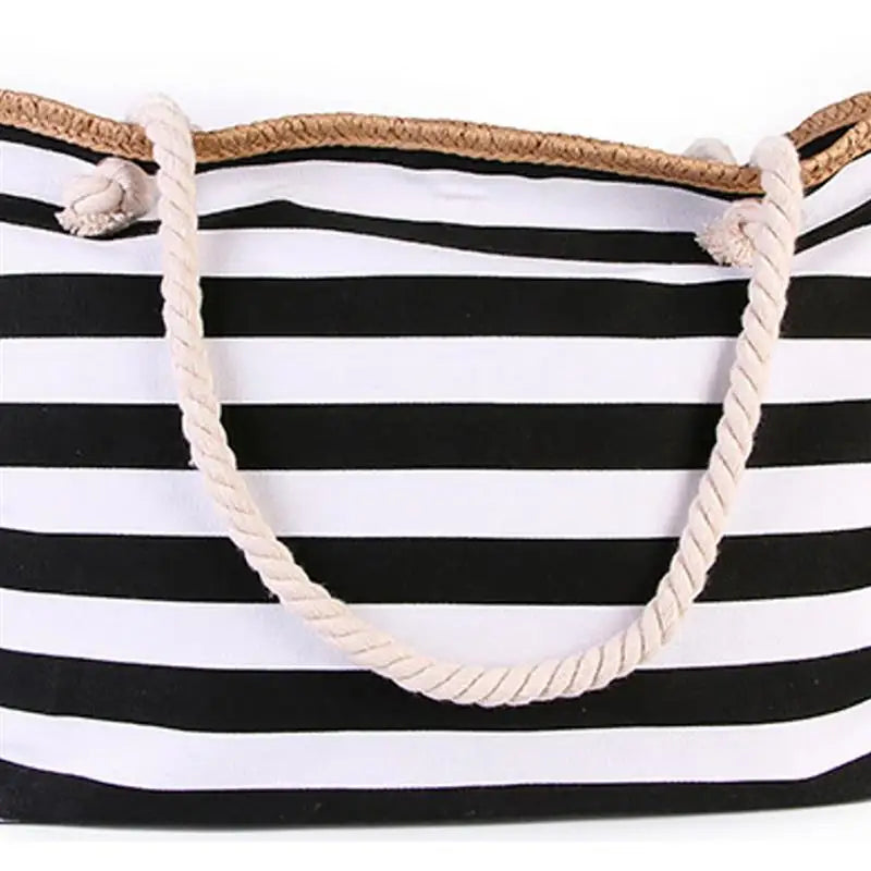 Striped Canvas Beach Bag