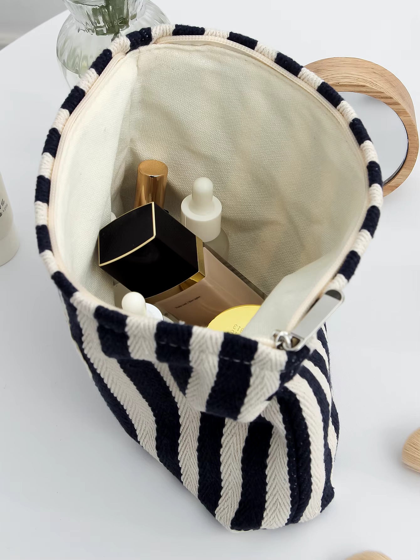 Striped Cosmetic Bag